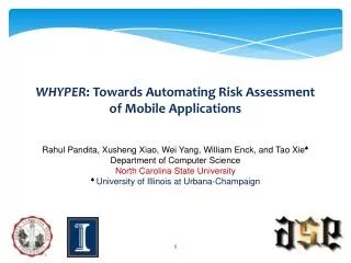 WHYPER : Towards Automating Risk Assessment of Mobile Applications