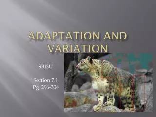 Adaptation and Variation