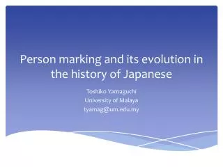 Person marking and its evolution in the history of Japanese