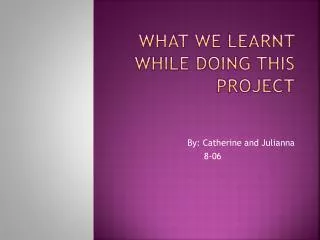 what WE LEARNT WHILE DOING THIS PROJECT