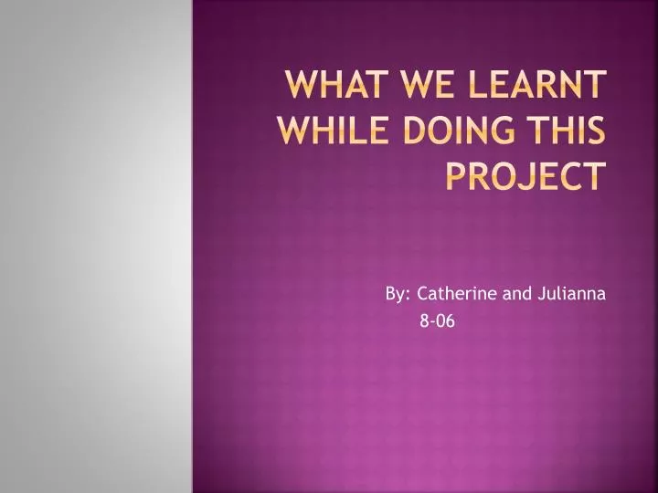 what we learnt while doing this project