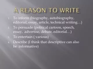 A Reason to Write