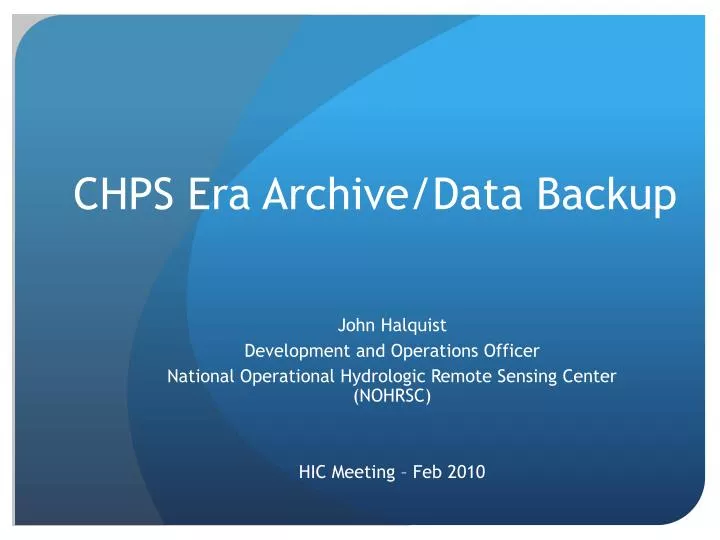 chps era archive data backup