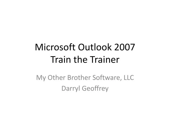 microsoft outlook 2007 train the trainer