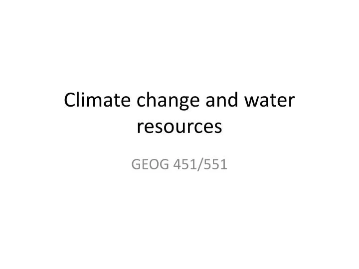 climate change and water resources