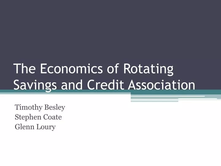 the economics of rotating savings and credit association