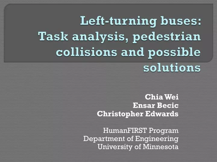 left turning buses task analysis pedestrian collisions and possible solutions