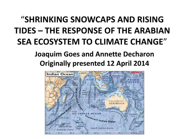 shrinking snowcaps and rising tides the response of the arabian sea ecosystem to climate change