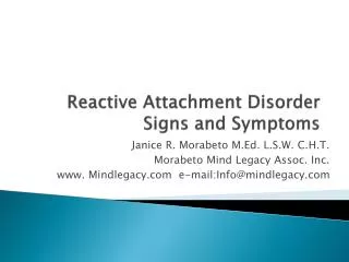 Reactive Attachment Disorder Signs and Symptoms