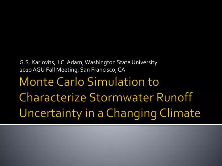 g s karlovits j c adam washington state university 2010 agu fall meeting san francisco ca