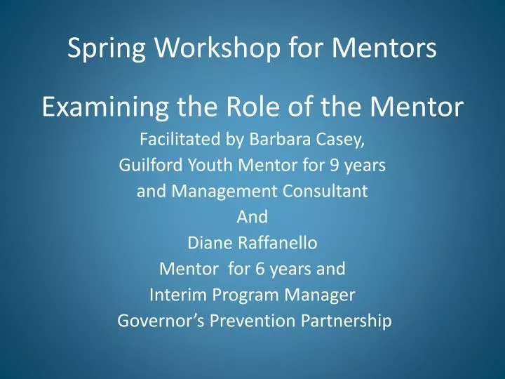 spring workshop for mentors