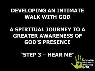 INSIGHTS INTO AN INTIMATE RELATIONSHIP WITH GOD