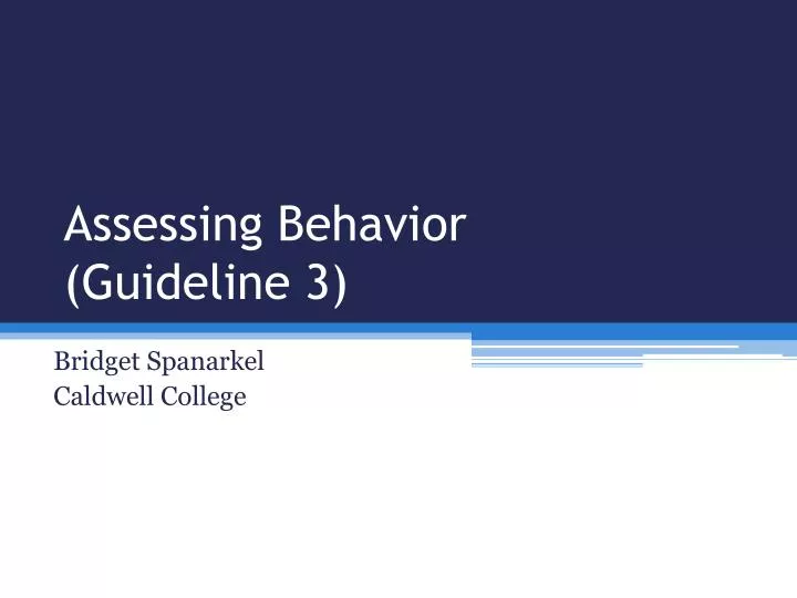 assessing behavior guideline 3