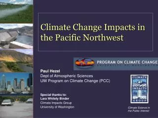Climate Change Impacts in the Pacific Northwest