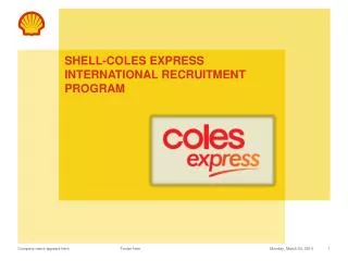 Shell-Coles Express international Recruitment Program