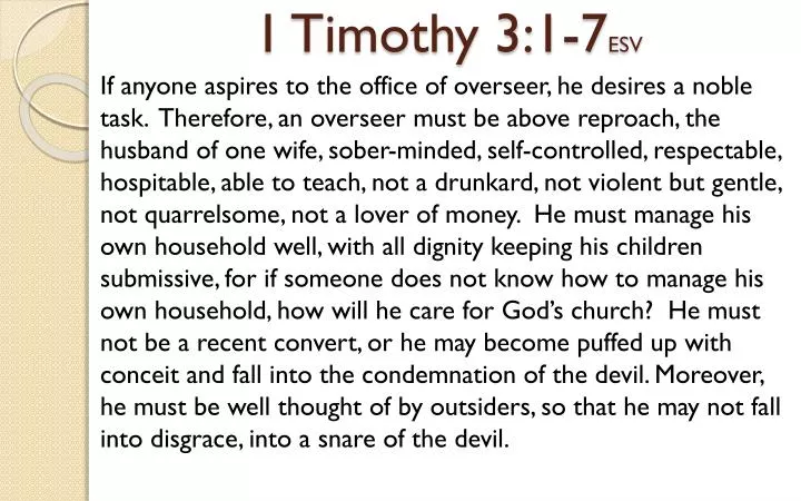 1 timothy 3 1 7 esv