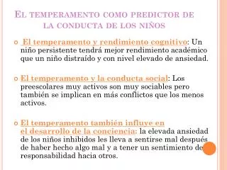 el temperamento como predictor de la conducta de los ni os