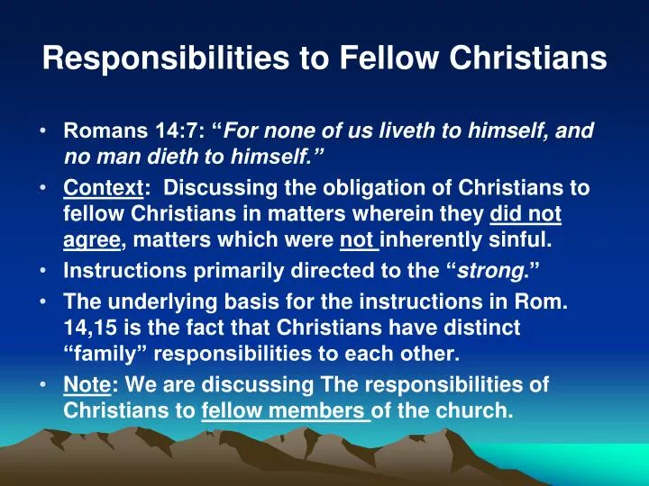 responsibilities to fellow christians