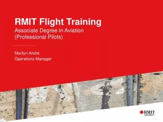 RMIT Flight Training Associate Degree in Aviation (Professional Pilots)