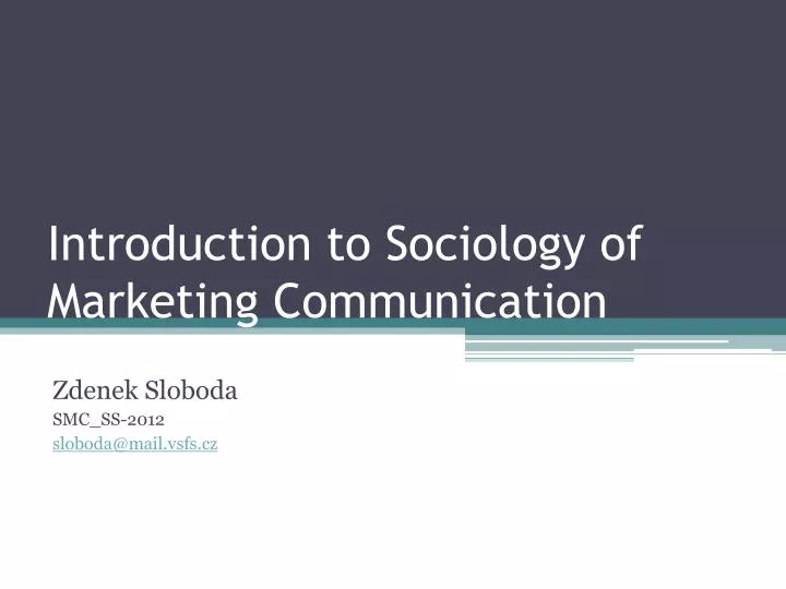 introduction to sociology of marketing communication