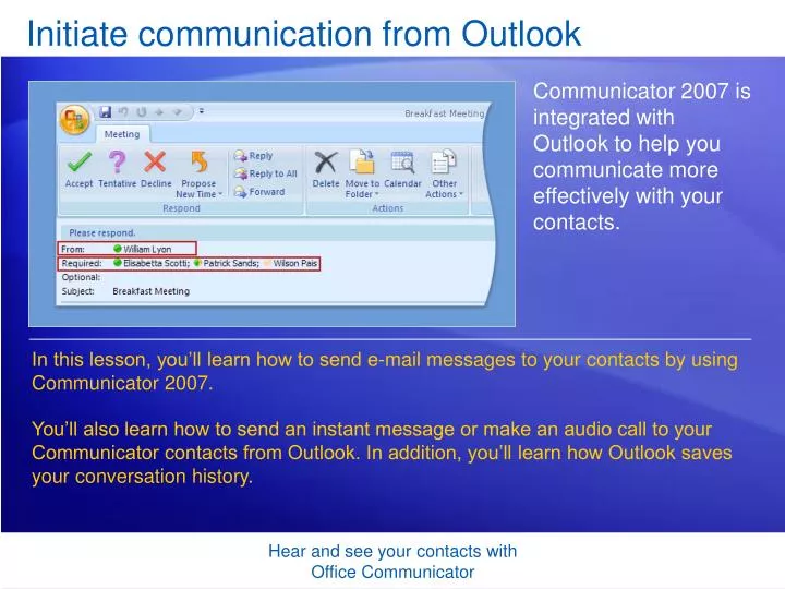 initiate communication from outlook