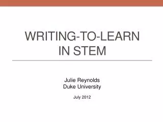 Writing-to-learn in STEM