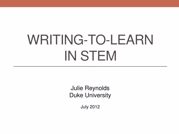 writing to learn in stem