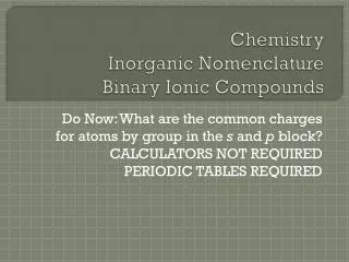 Chemistry Inorganic Nomenclature Binary Ionic Compounds