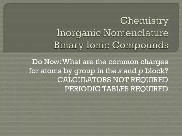 chemistry inorganic nomenclature binary ionic compounds