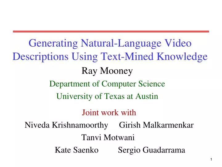 generating natural language video descriptions using text mined knowledge