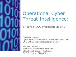 Operational Cyber Threat Intelligence: