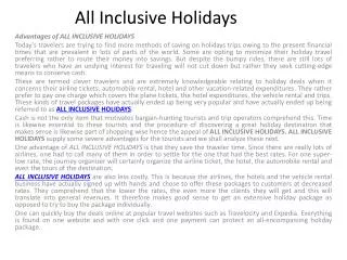 All Inclusive Holidays