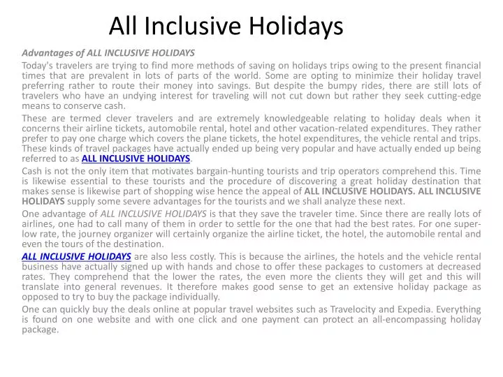 all inclusive holidays