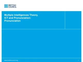 Multiple Intelligences Theory, ICT and Pronunciation: Pronunciation