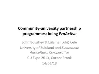 Community-university partnership programmes : being ProActive