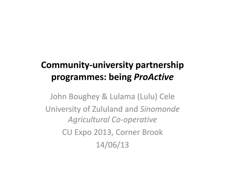 community university partnership programmes being proactive