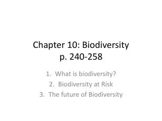 Chapter 10: Biodiversity p. 240-258
