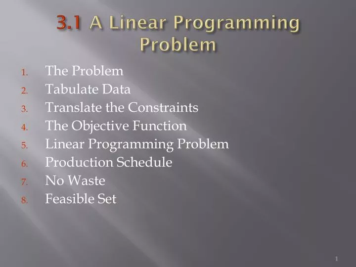 3 1 a linear programming problem