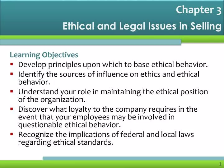 ethical and legal issues in selling