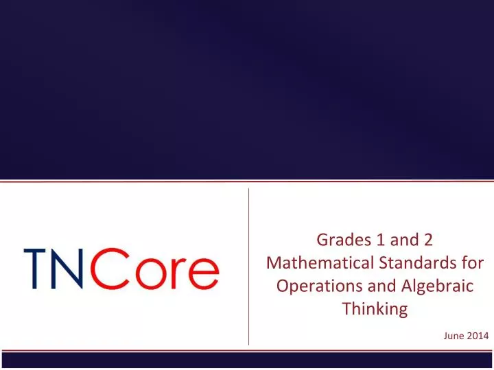 grades 1 and 2 mathematical standards for operations and algebraic thinking