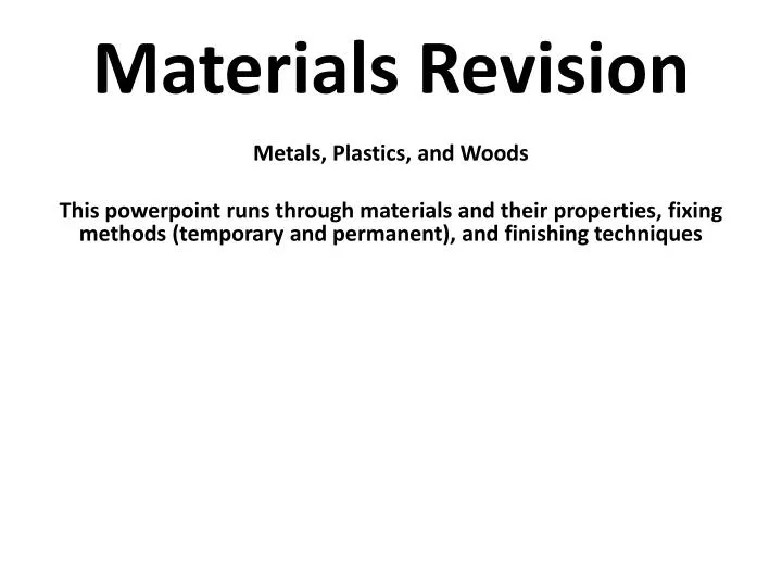 materials revision