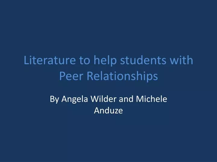 literature to help students with peer relationships