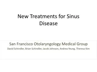 New Treatments for Sinus Disease