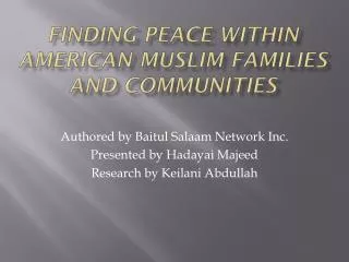 Finding Peace Within American Muslim Families and Communities