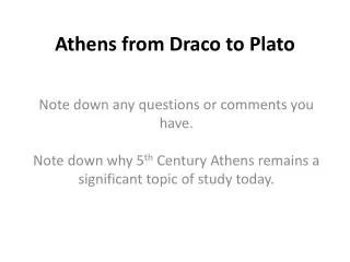 Athens from Draco to Plato