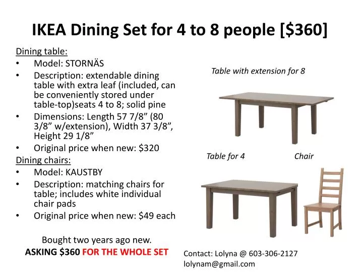 ikea dining set for 4 to 8 people 360