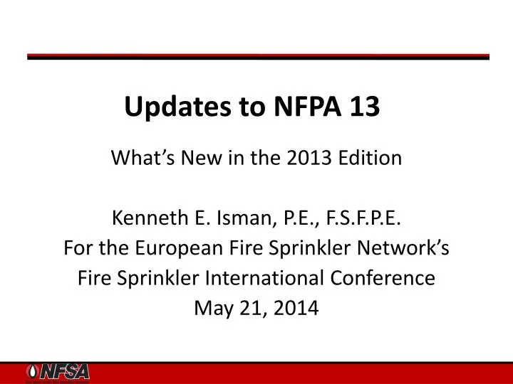 updates to nfpa 13