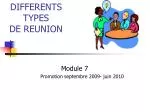 DIFFERENTS TYPES DE REUNION - slide 1