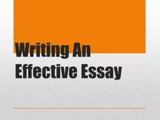 Writing An Effective Essay