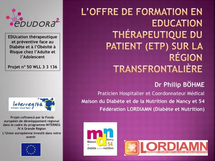 l offre de formation en education th rapeutique du patient etp sur la r gion transfrontali re